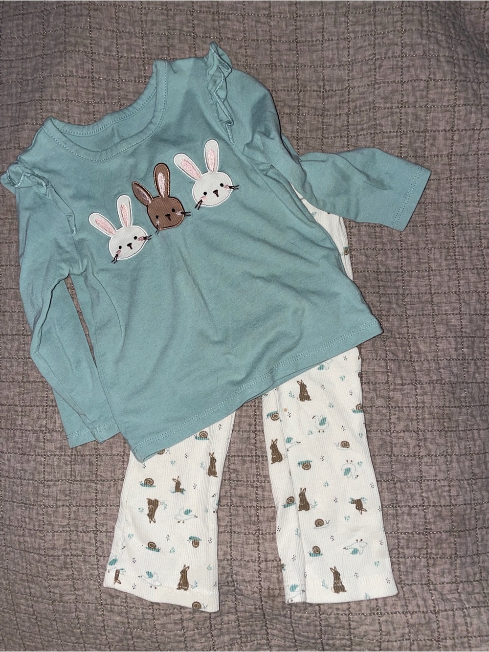 Toddler Blue Bunny Appliqué Set - Soft